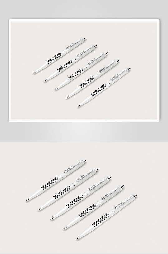 方格线条灰色按压式中性笔样机