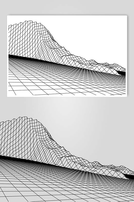侧面抽象网格地形矢量素材