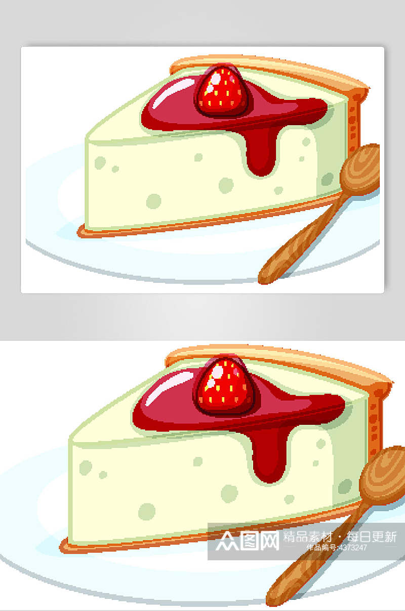 招牌草莓蛋糕甜品美食矢量素材素材