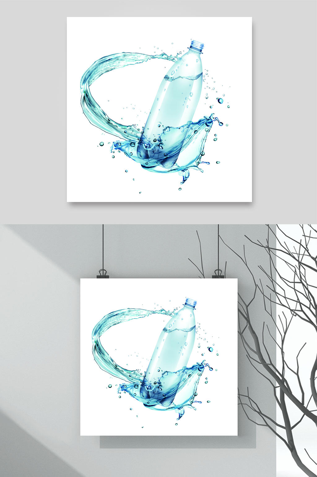 蓝白水浪矢量素材素材