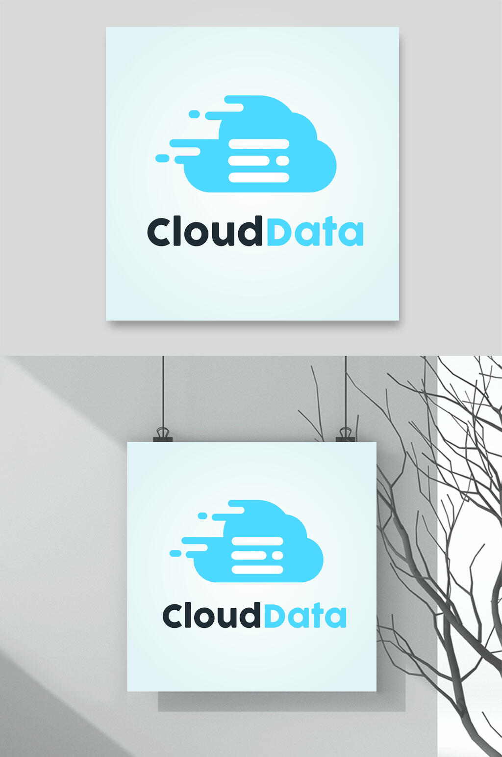 蓝色简约标志LOGO设计素材
