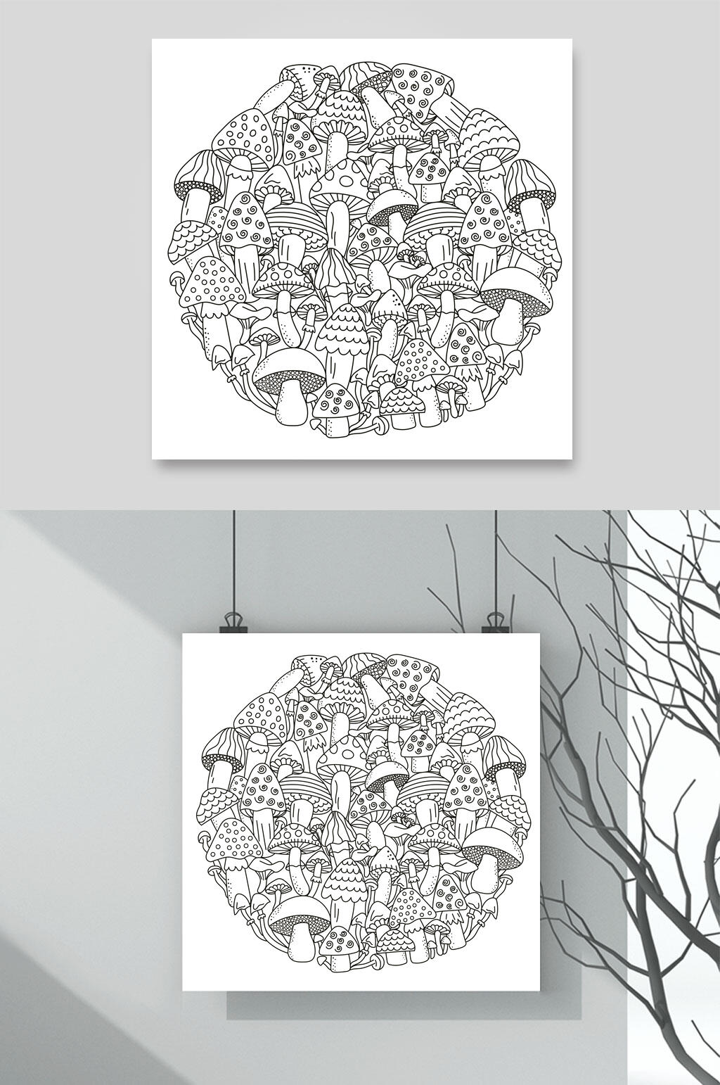 创意手绘动植物插画矢量素材素材