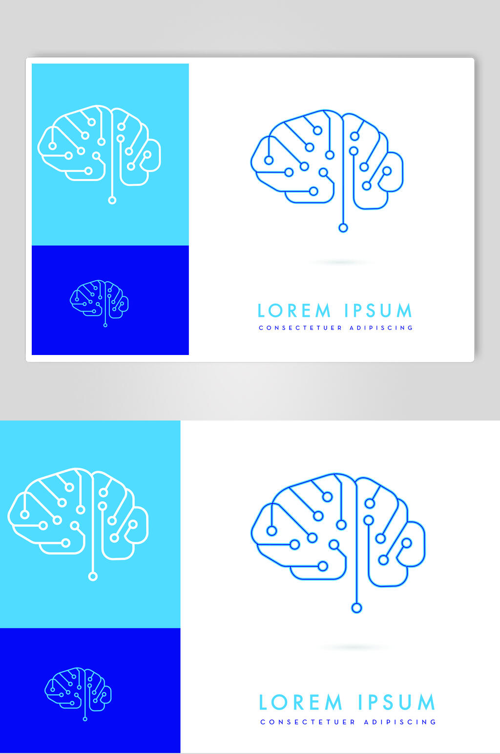 大脑科技极简艺术标志LOGO设计素材