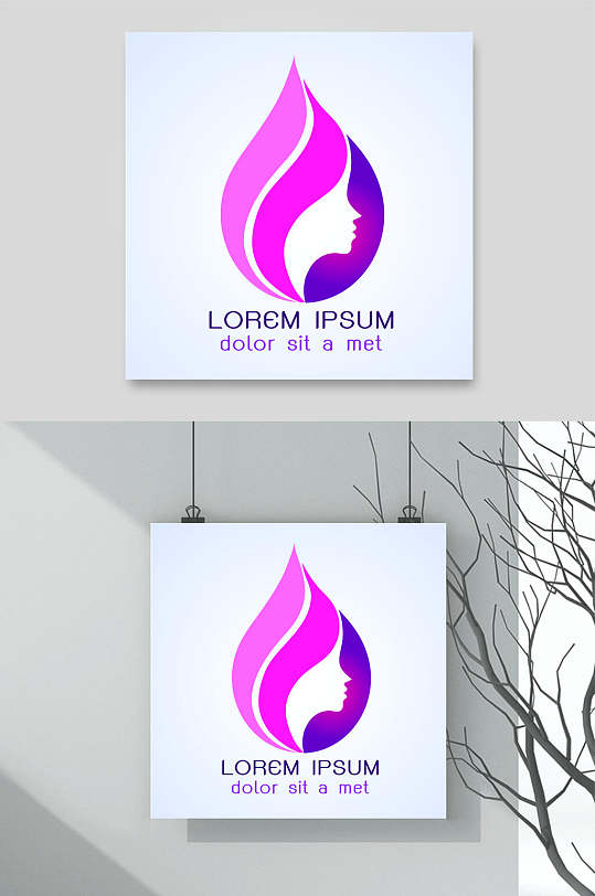 女性知性水滴形标志LOGO设计