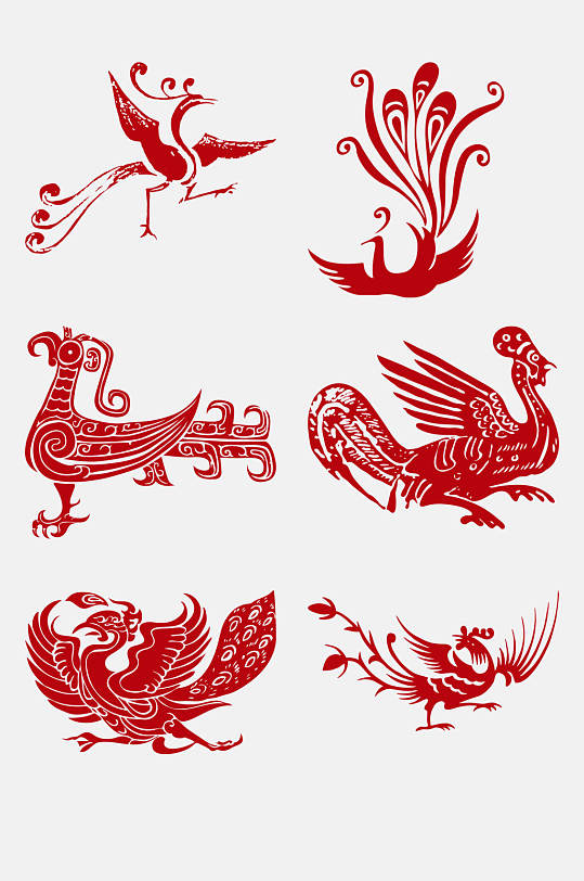 中国风中式凤形图案免抠素材