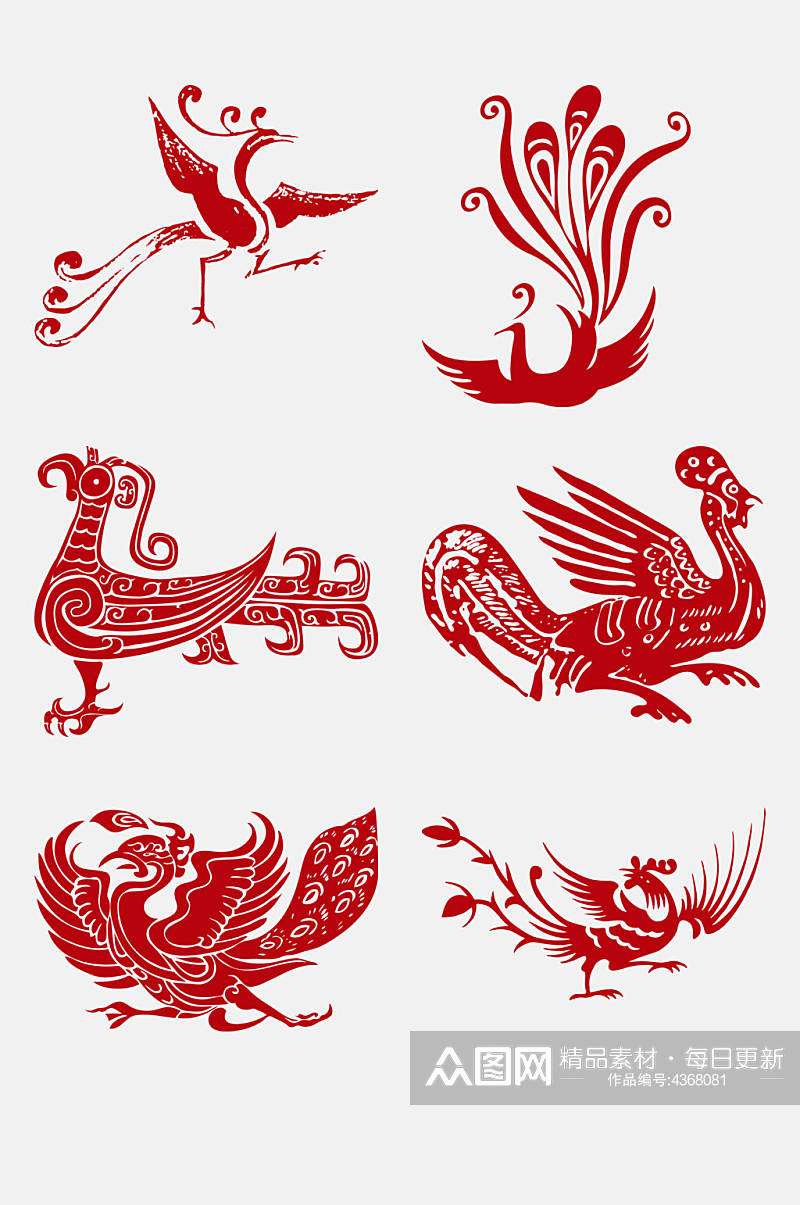 中国风中式凤形图案免抠素材素材