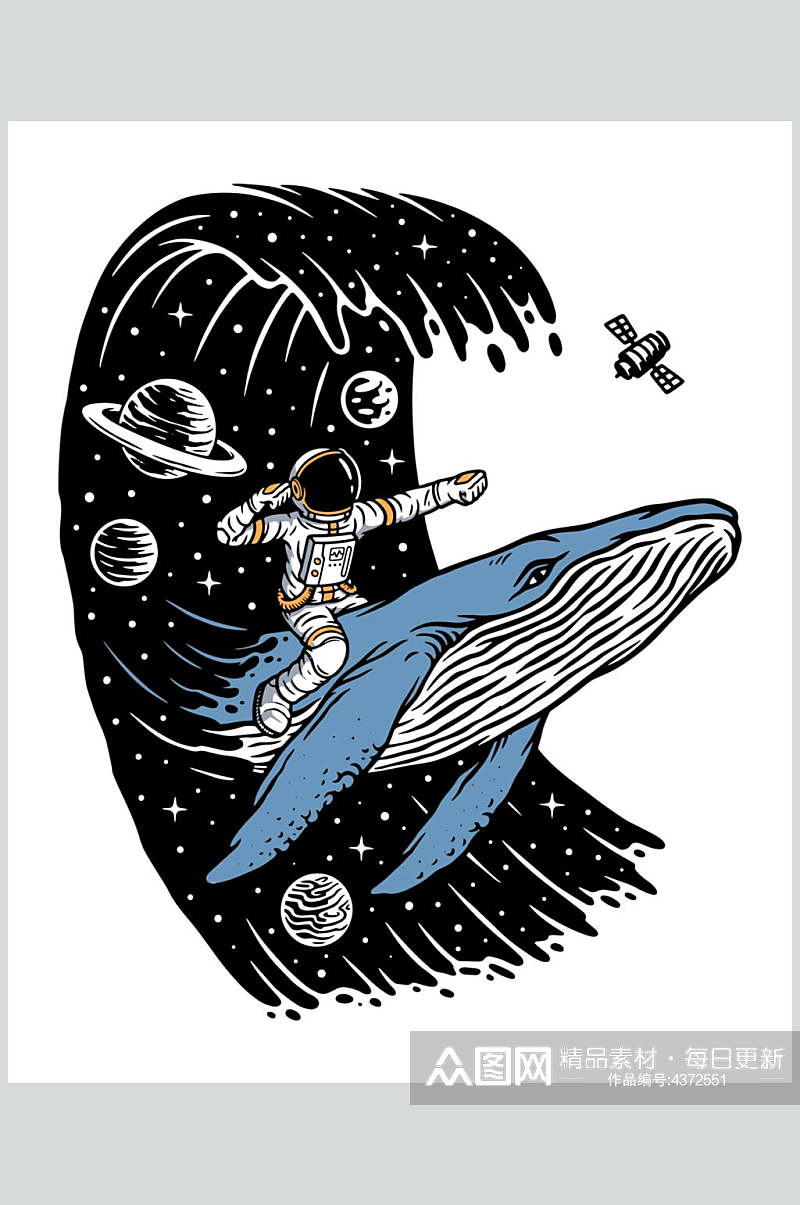 卡通创意宇航员潮流印花素材素材