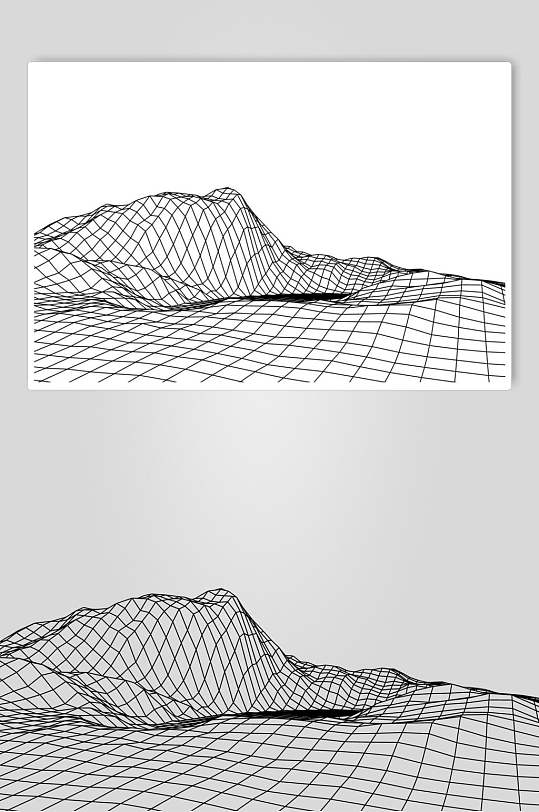 白底线条抽象网格地形矢量素材