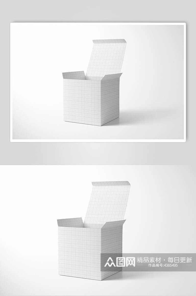 立体方形阴影灰白色包装盒样机素材
