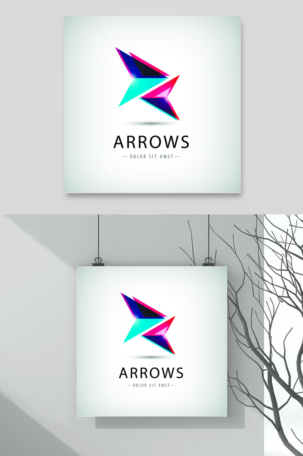 彩色箭矢形标志LOGO设计素材