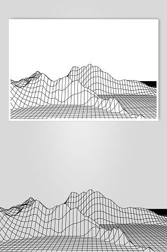 白底抽象网格地形矢量素材