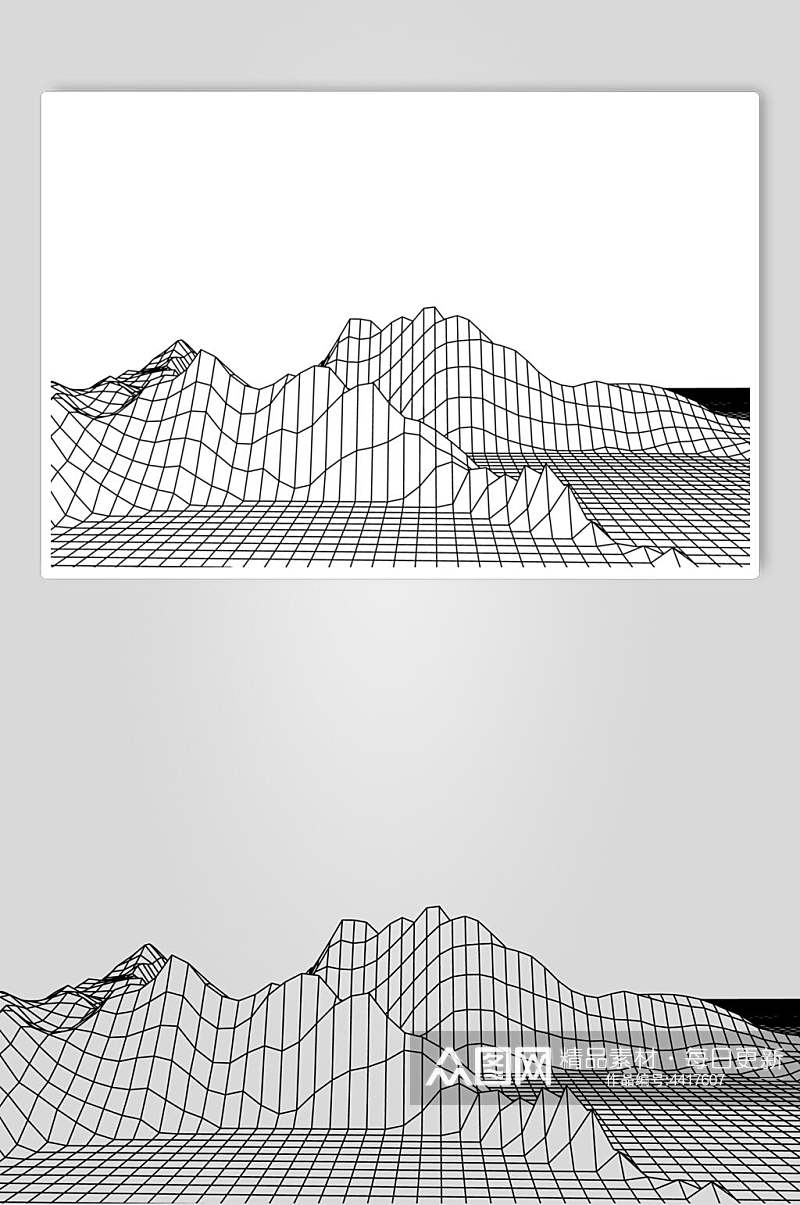 白底抽象网格地形矢量素材素材