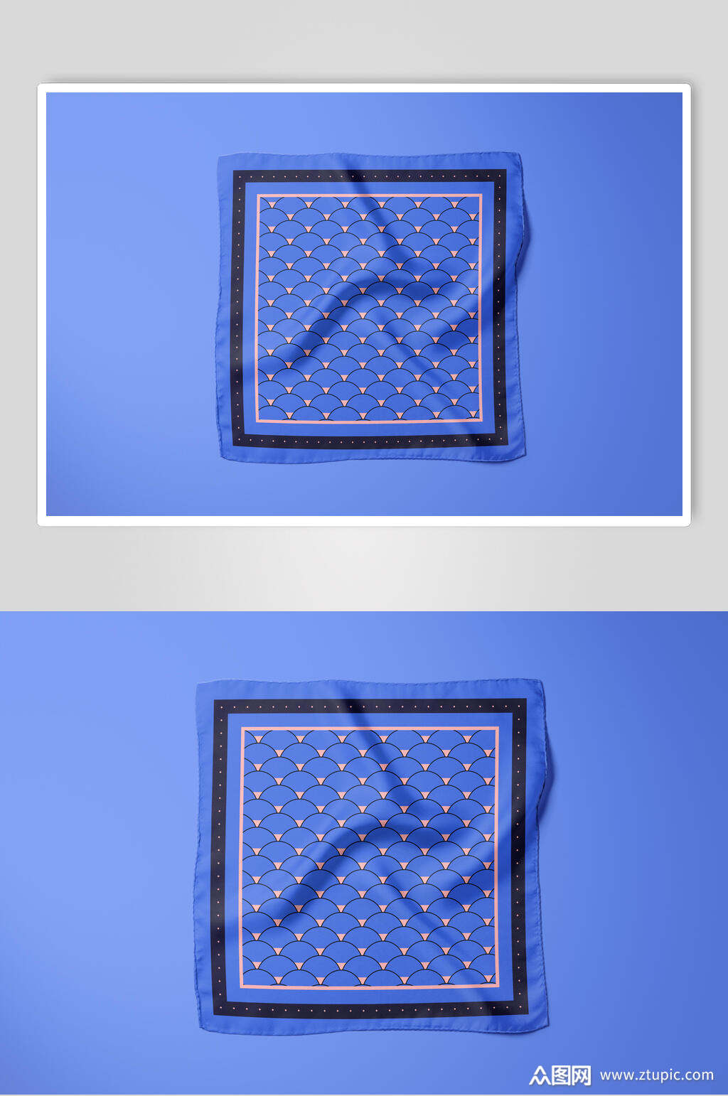 褶皱波点正方形正视图方巾样机素材
