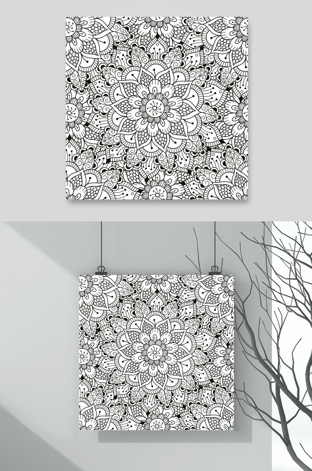 线稿手绘动植物插画矢量素材素材