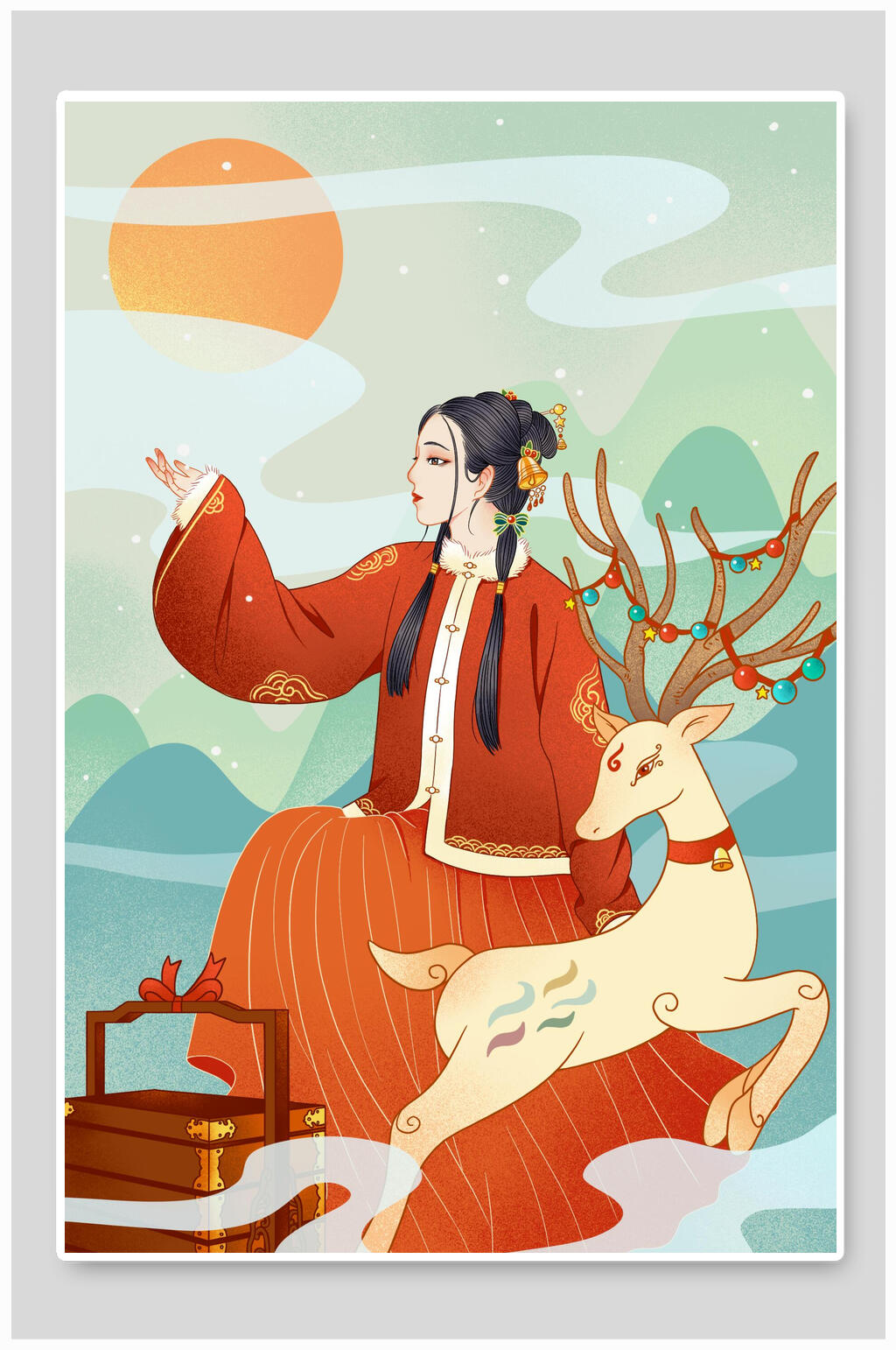 创意麋鹿唯美潮流插画素材