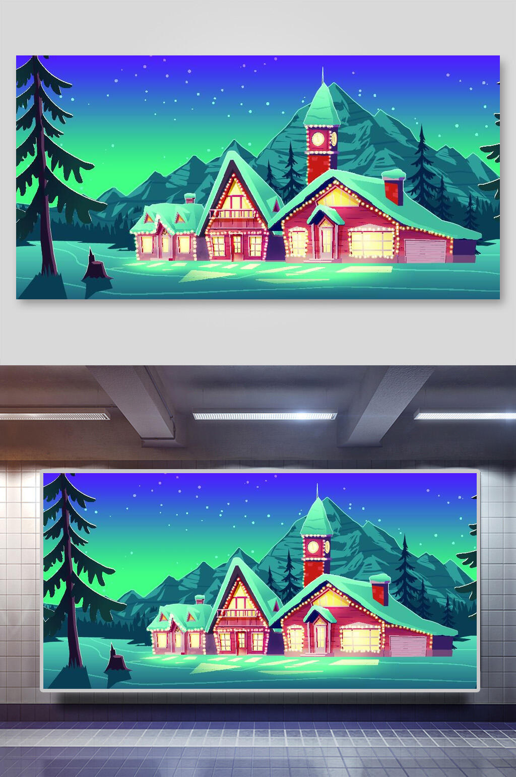 创意房子风景户外矢量插画素材