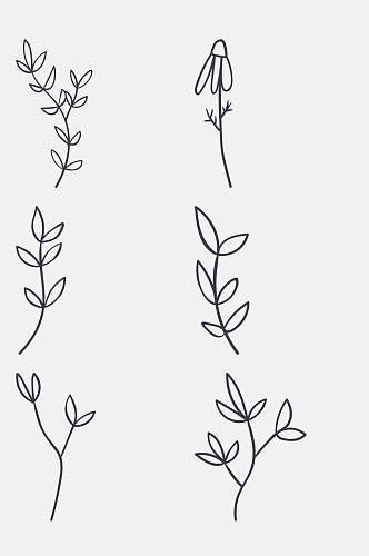 植物线稿花卉免抠设计素材