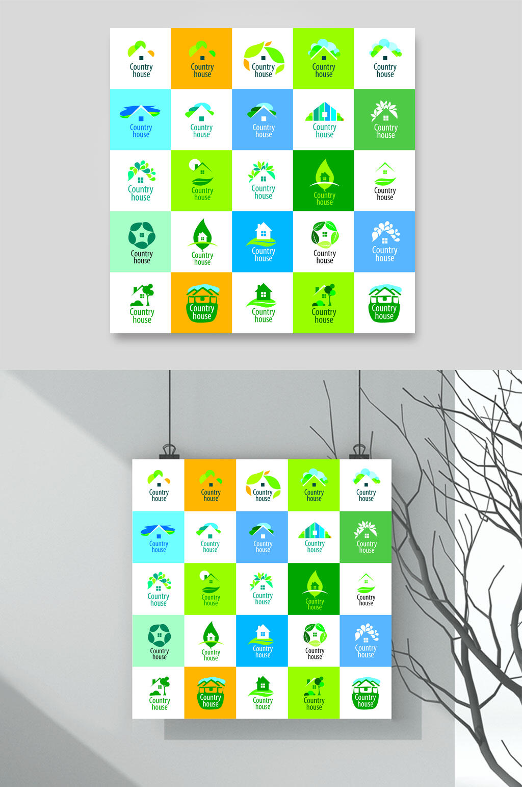 方格手绘标志LOGO设计素材