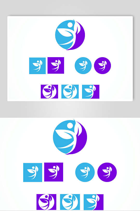 人与自然蓝紫标志logo设计