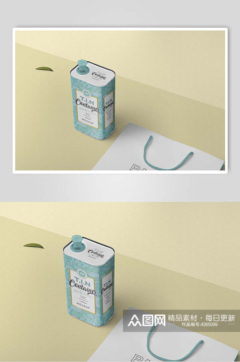 立体留白黄锡罐橄榄球品牌包装样机素材