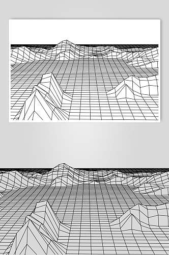 创意坡地抽象网格地形矢量素材
