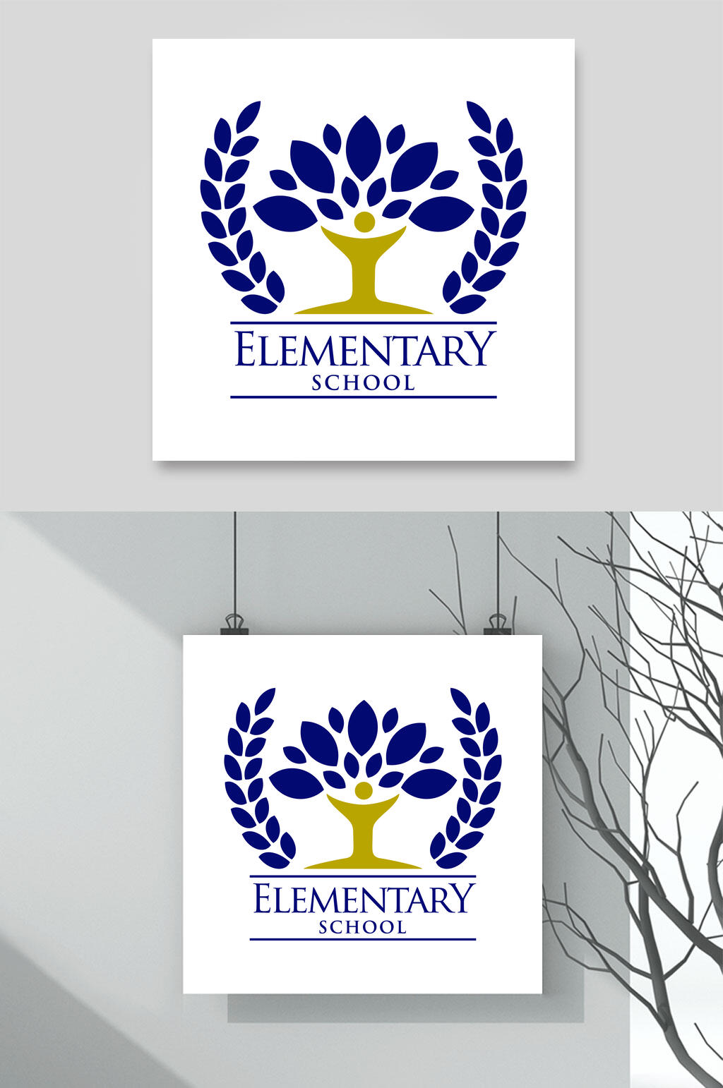 简约植物黄蓝标志LOGO设计素材