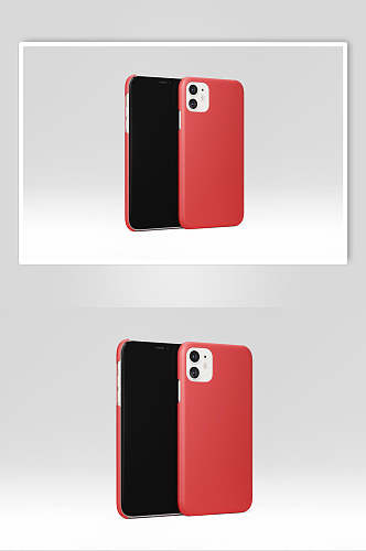 摄像头红色苹果手机壳贴图样机