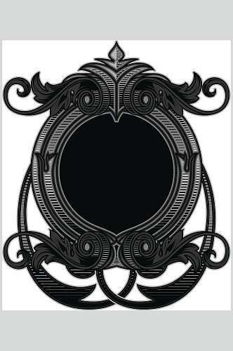 黑色对称维多利亚装饰框矢量素材