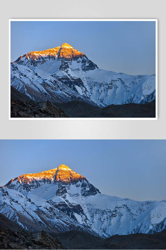 太阳雪山雪景摄影图片