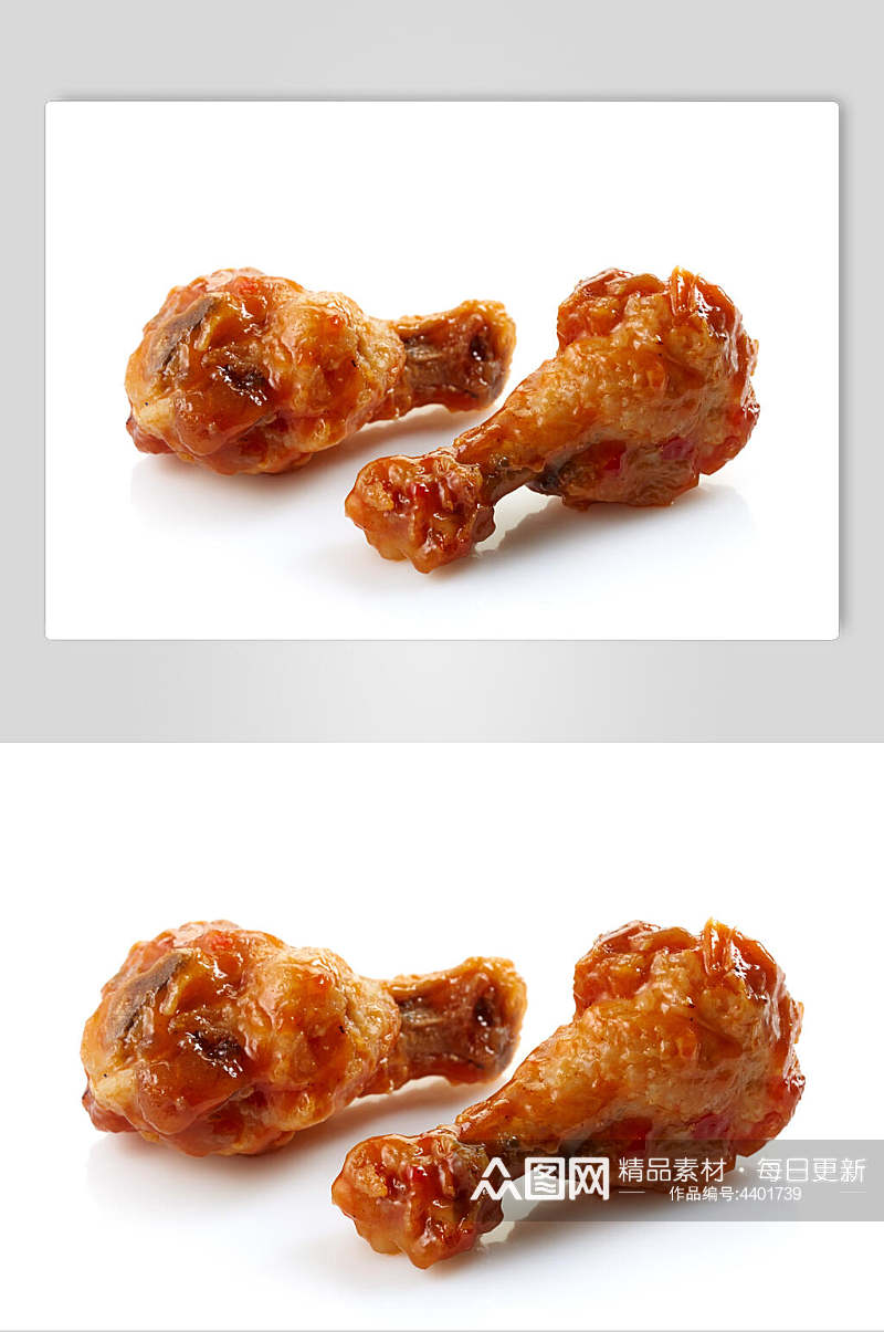 两个奥尔良烤鸡腿韩式炸鸡图片素材