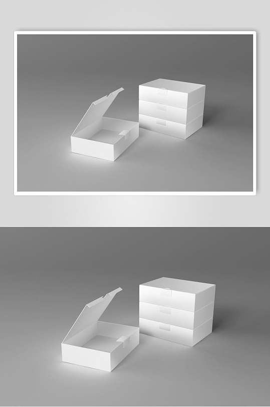 立体方形阴影灰纸盒包装盒样机