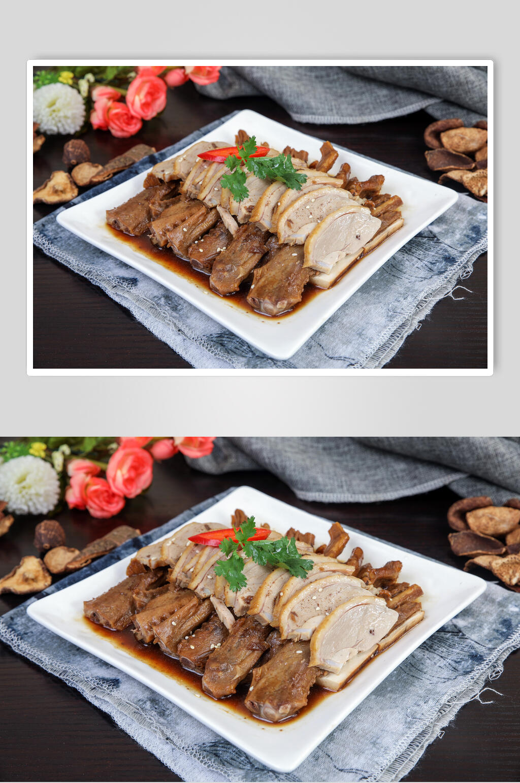 鸭翅鸡肉拼盘美食卤味图片素材