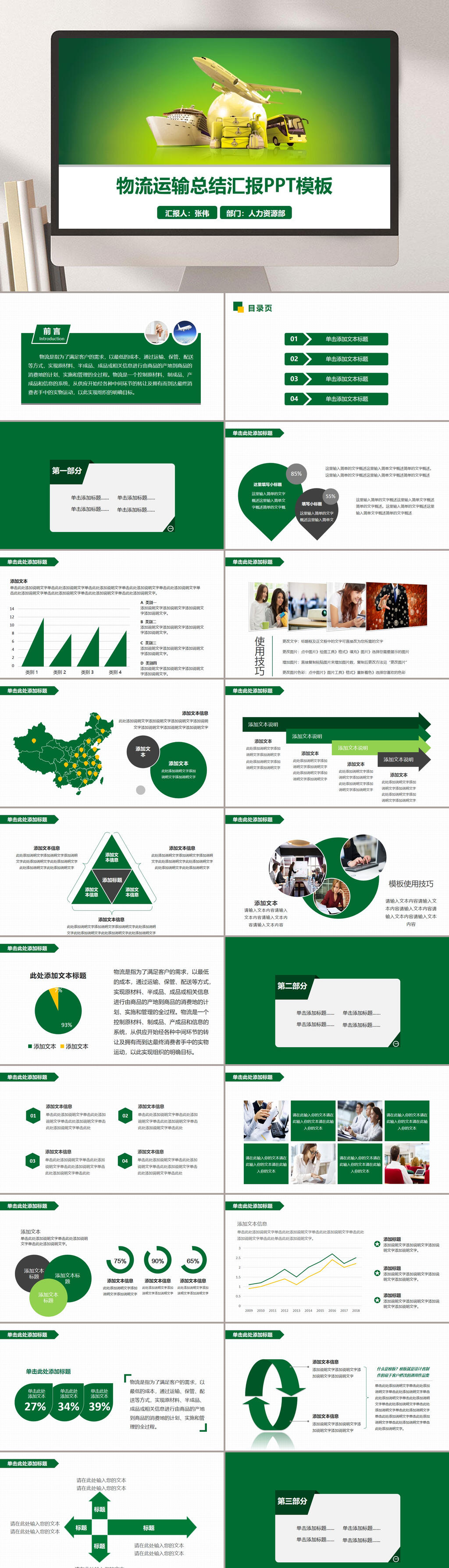 绿黄渐变大气高端工作商务报告PPT素材