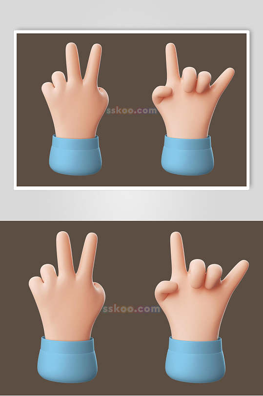 手掌D立体手势素材-众图网