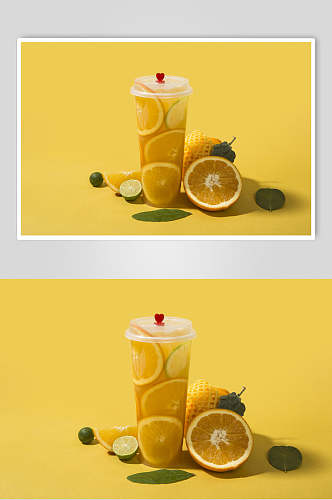 柠檬清新果汁奶茶摆拍图片
