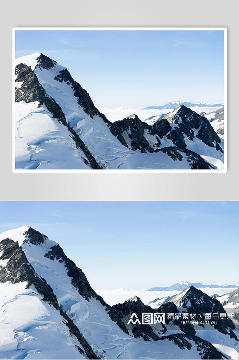 冬季俯览雪山雪景摄影图片素材
