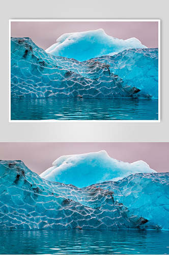 蓝绿色裂纹冰川冰雪风景图片