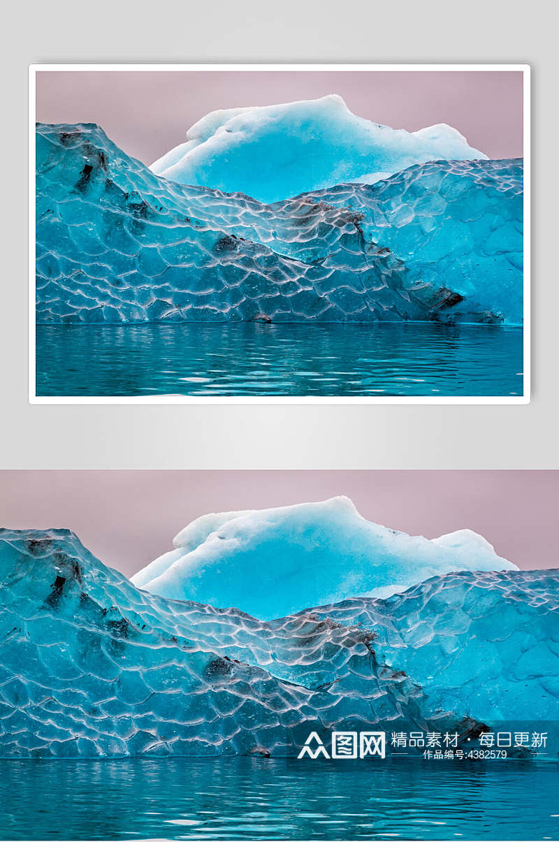 蓝绿色裂纹冰川冰雪风景图片素材
