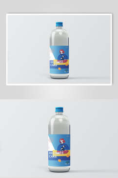 瓶子蓝色简约时尚矿泉水标签样机