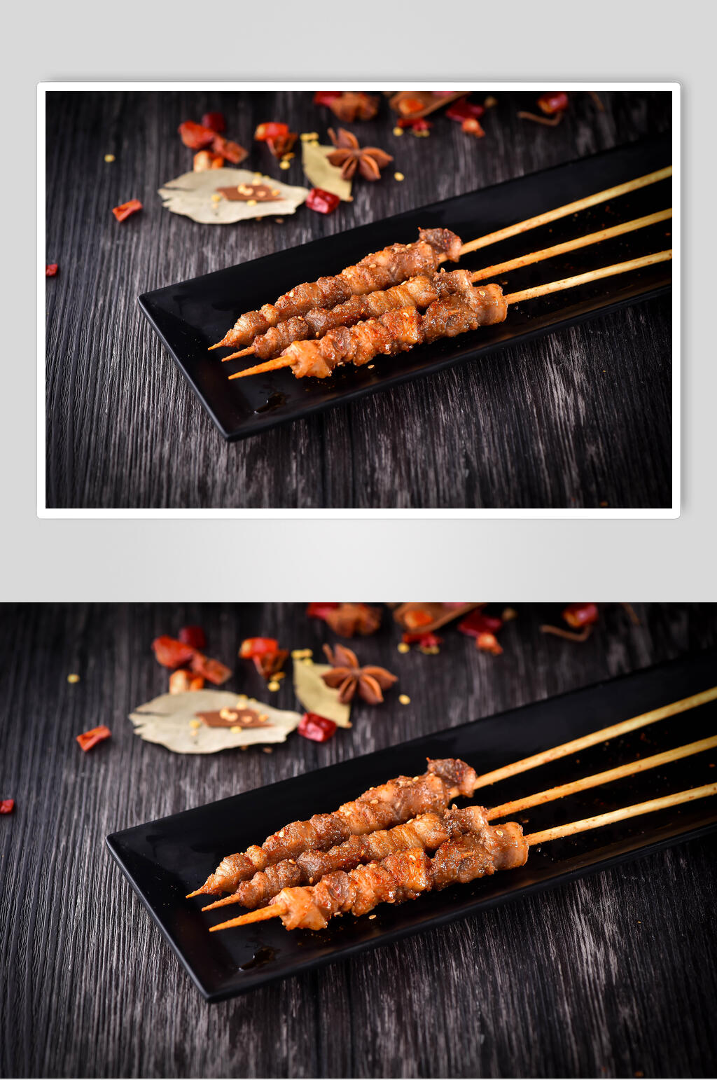 大气肉串香叶烧烤美食高清图片素材