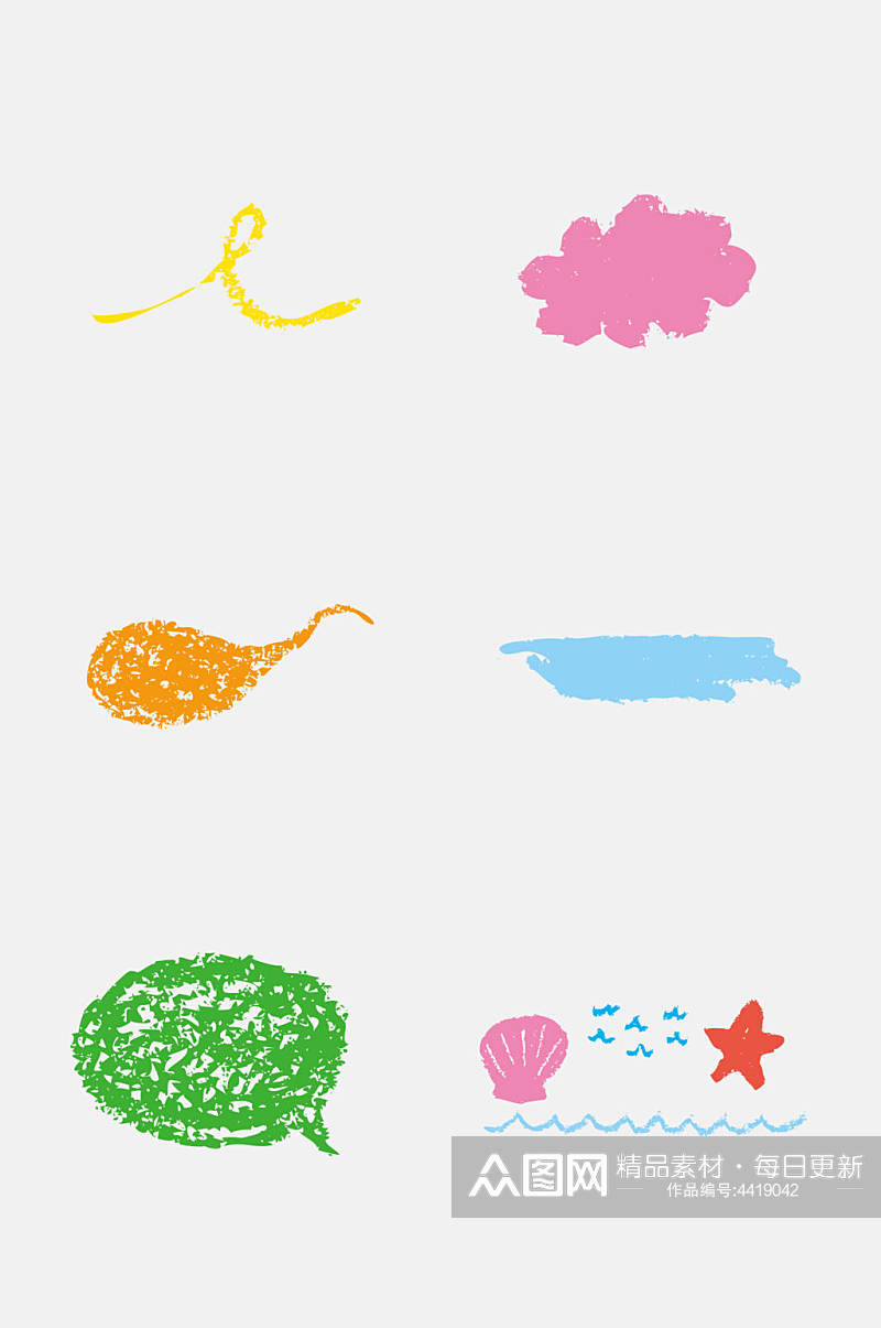 创意蝌蚪儿童蜡笔涂鸦免抠素材素材