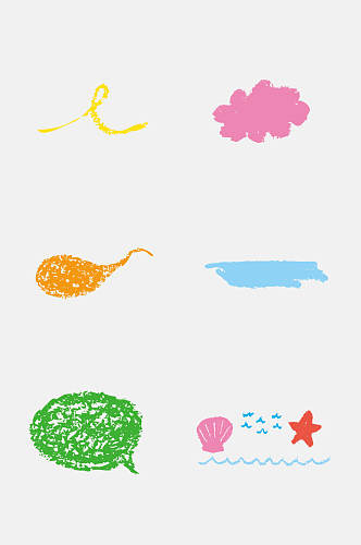 创意蝌蚪儿童蜡笔涂鸦免抠素材