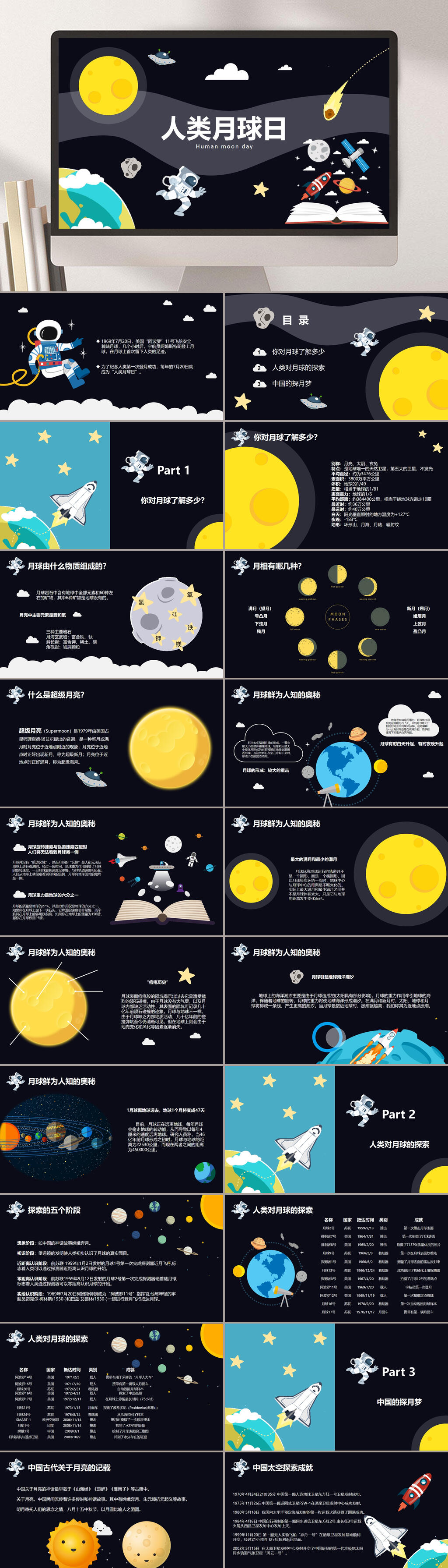 人类月球日儿童天文教育PPT素材