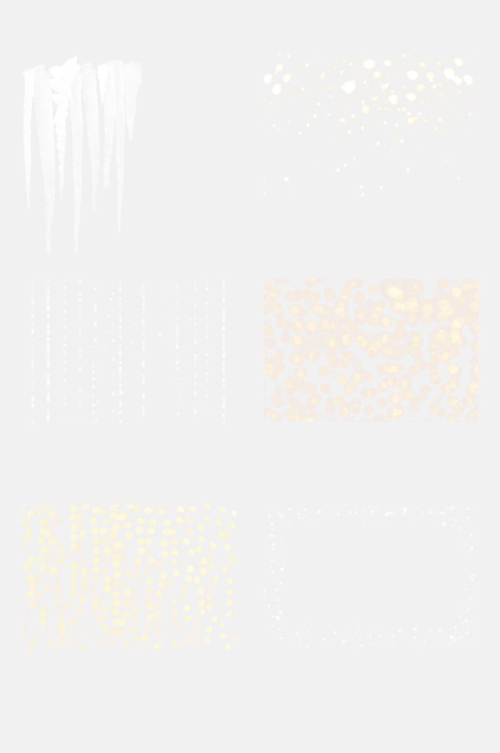 素雅雪花彩灯冬天冰框免抠素材素材