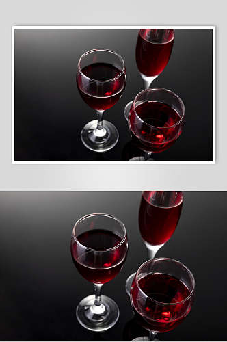 三个高脚杯红酒摄影图片