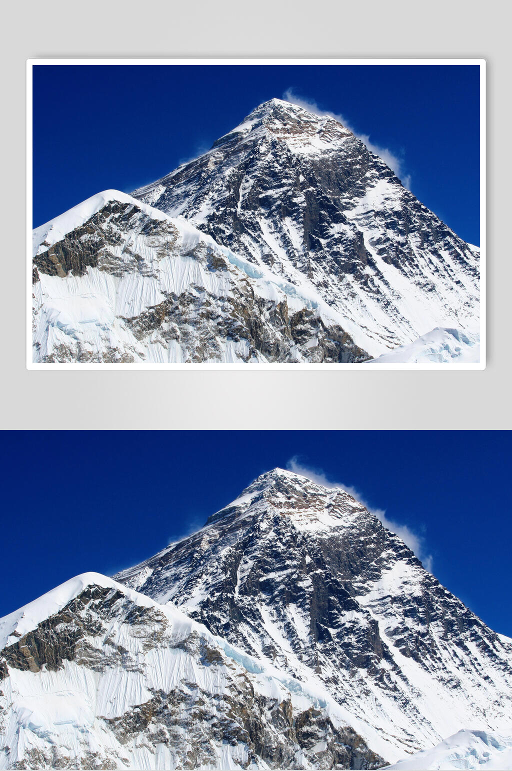 深蓝色天空雪山雪景摄影图片素材