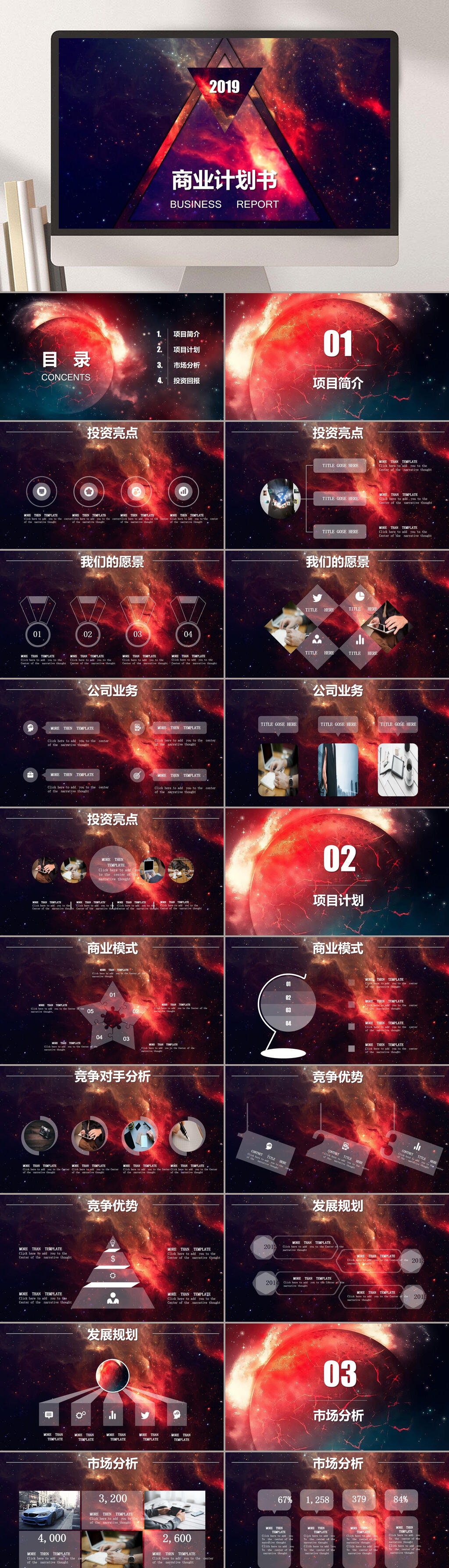 三角唯美商业计划书工作汇报PPT素材