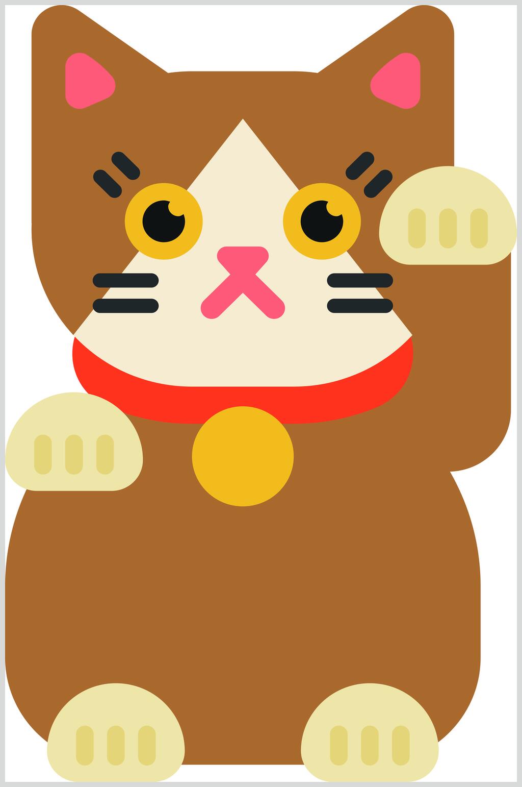 猫咪黄简约日式卡通招財貓矢量素材素材