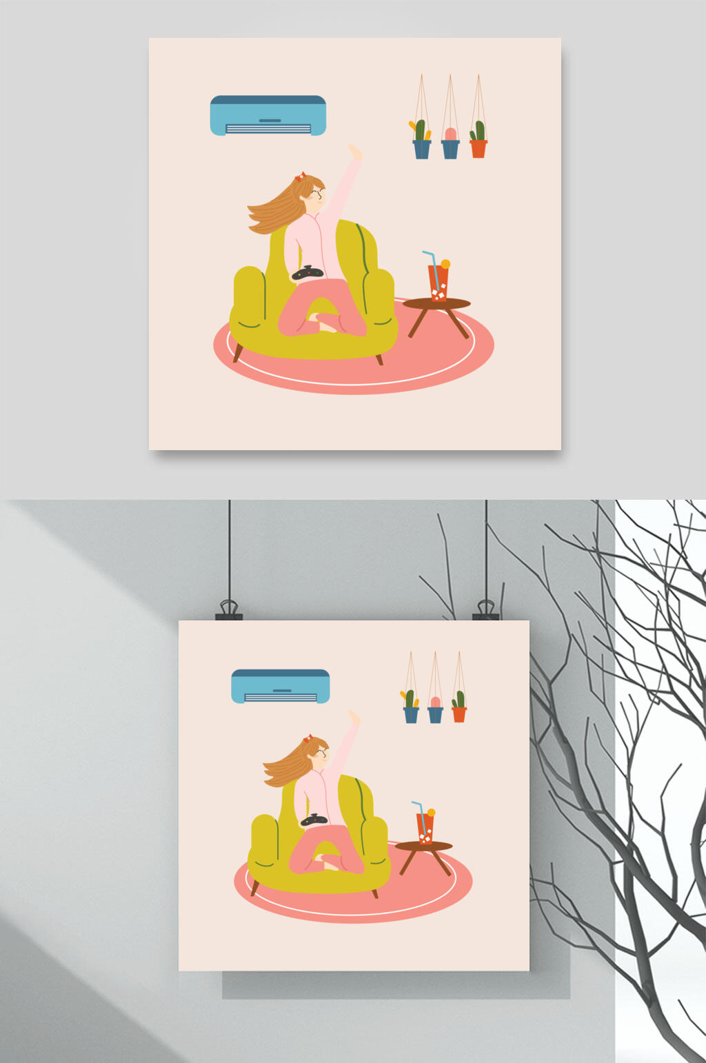 时尚人物日常插画矢量素材素材