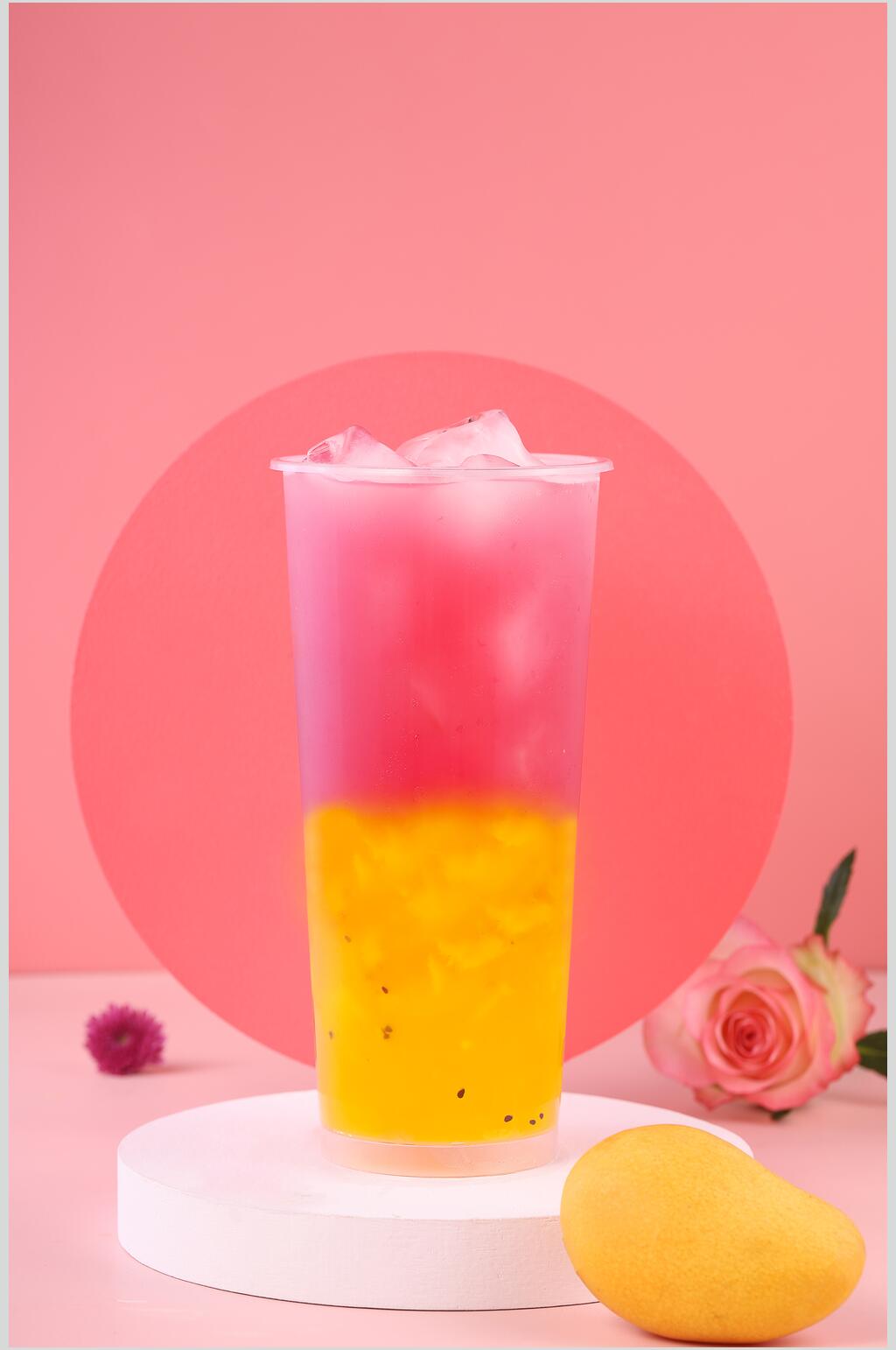 粉红色清新果茶奶茶图片素材